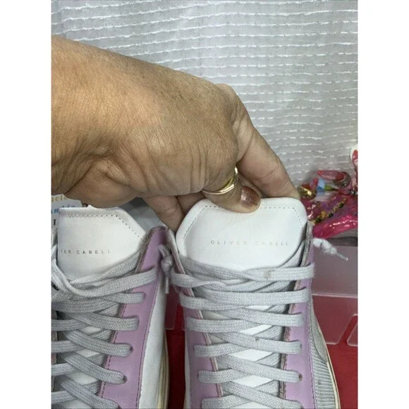 (A7) Oliver Cabell -leather Sneakers Women's in Swift-White,Pink, Size 42/11US. - Picture 4 of 13
